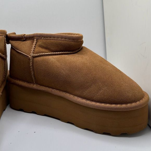 CUSHIONAIRE Women's Genuine Suede pull on platform boot +Memory Foam 6 CHESTNUT - Picture 6 of 7